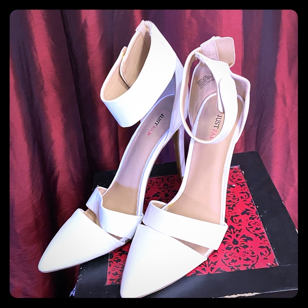 JustFab white Strappy Heels